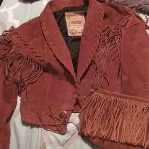 Real 100% leather jacket and matching purse